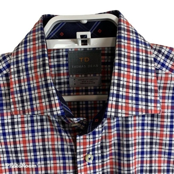 Thomas‎ Dean Long Sleeve Plaid White Plaid Shirt - Picture 3 of 7